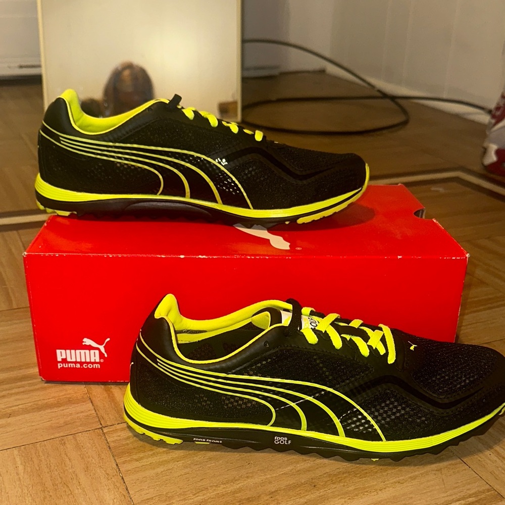 Puma Black and Bright Yellow Athletic Shoes